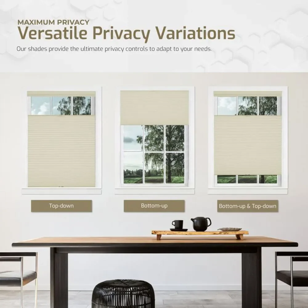 Cordless Window Blinds Cellular Top-Down Bottom-Up Honeycomb Pleated 3/8